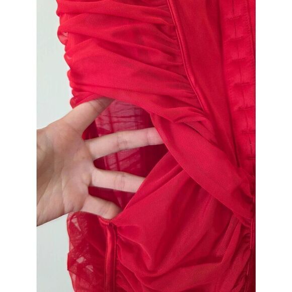 House of cb Maya scarlet ruched midi dress L+ Plus Cup NWOT $239 - Picture 7 of 14